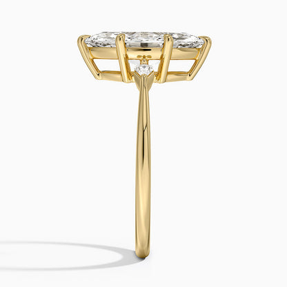 Petite Cometa Three Stone Diamond Ring - Marquise Center Stone