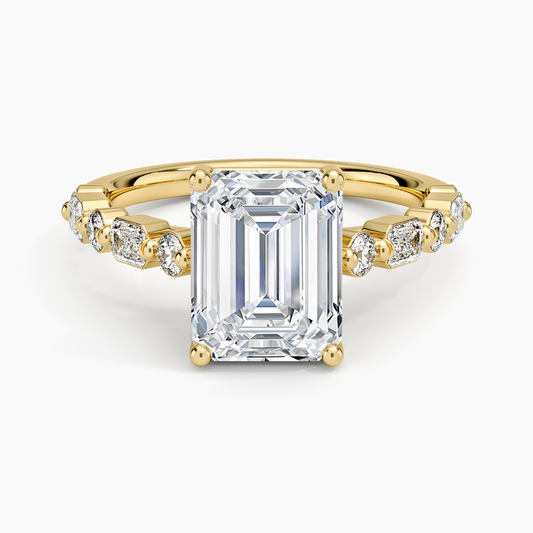 Kensington Half Coverage Diamond Ring (1/2 ct. tw.) - Emerald Cut Center Stone
