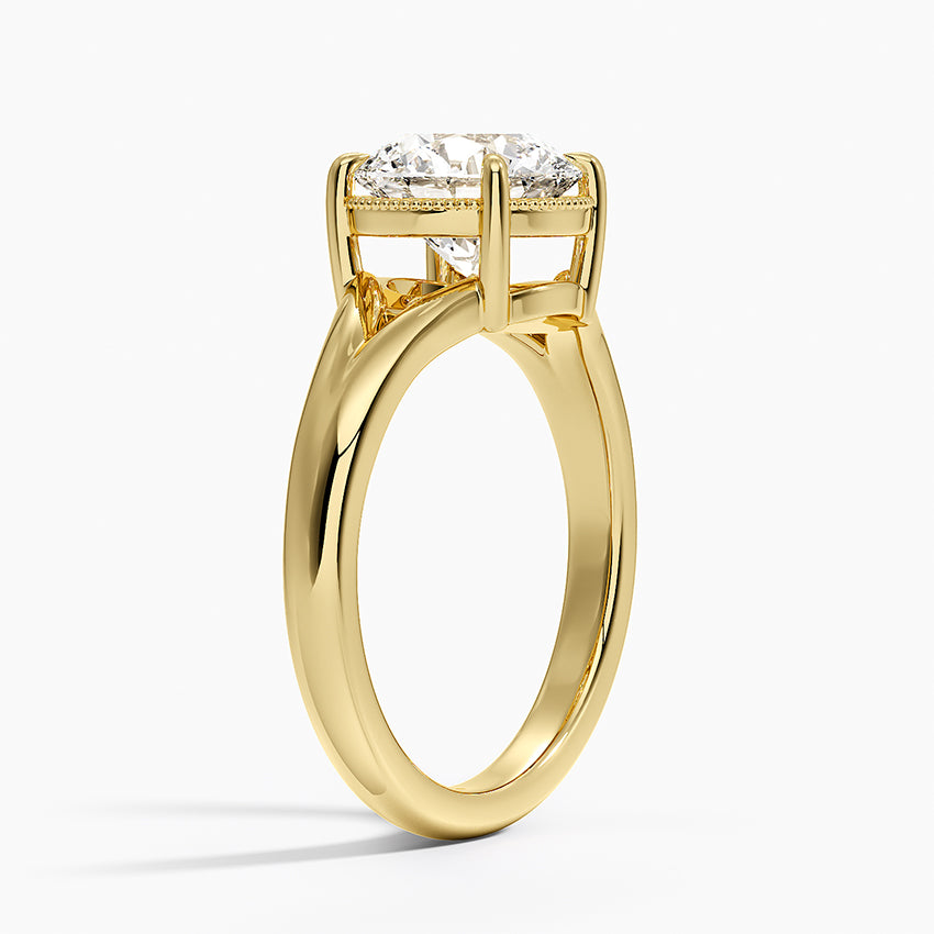 Cora Split Shank Solitaire Ring - Round Cut Center Stone