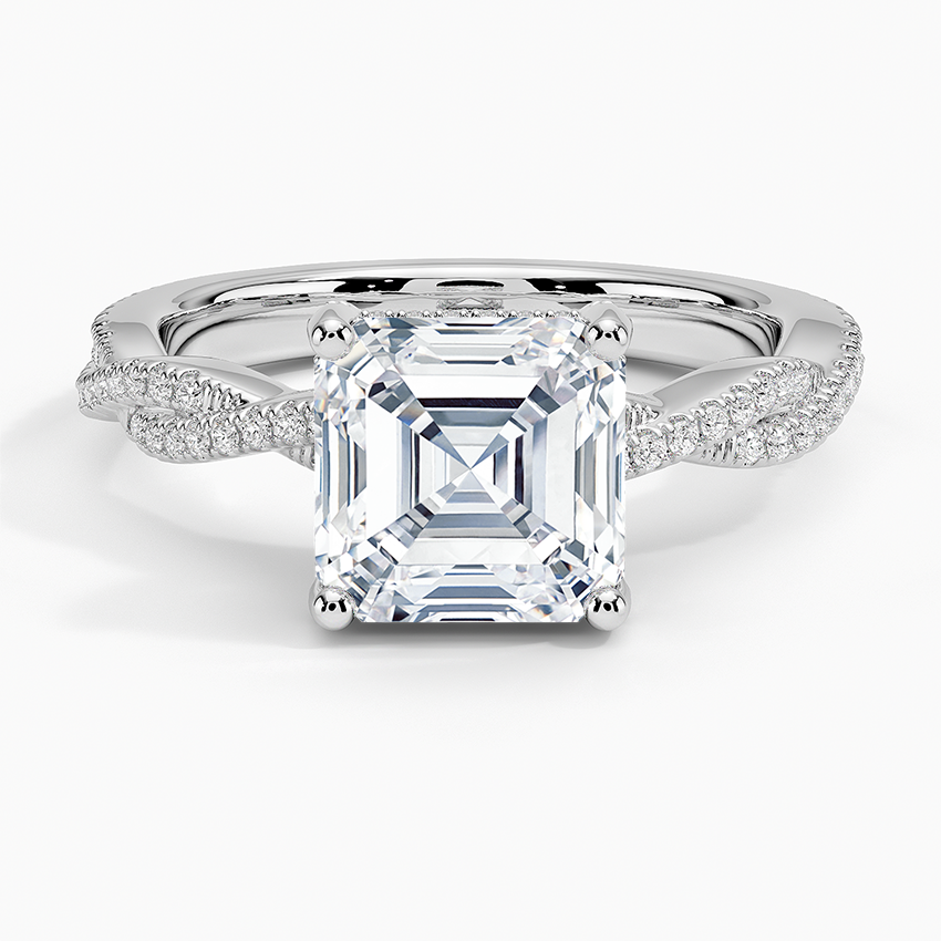 Adorned Luxe Petite Twisted Vine Diamond Ring - Asscher Cut Center Stone