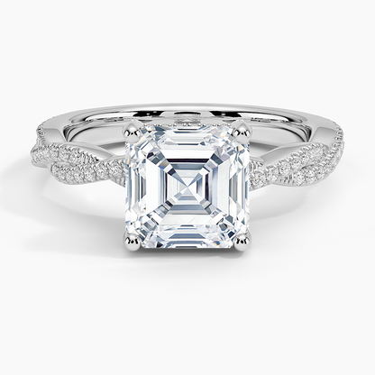 Adorned Luxe Petite Twisted Vine Diamond Ring - Asscher Cut Center Stone