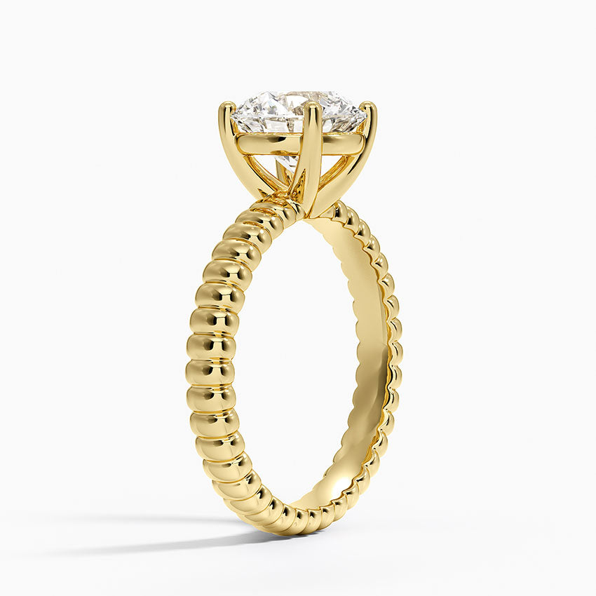 Petra Textured Solitaire Ring - Round Center Stone
