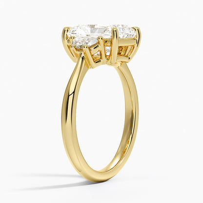 Half Moon Three Stone Diamond Ring (1/4 ct. tw.) - Radiant Cut Center Stone