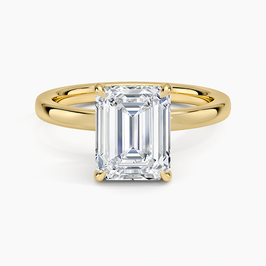 Audrey Perfect Fit Hidden Halo 2mm Diamond Ring - Emerald Cut Center Stone