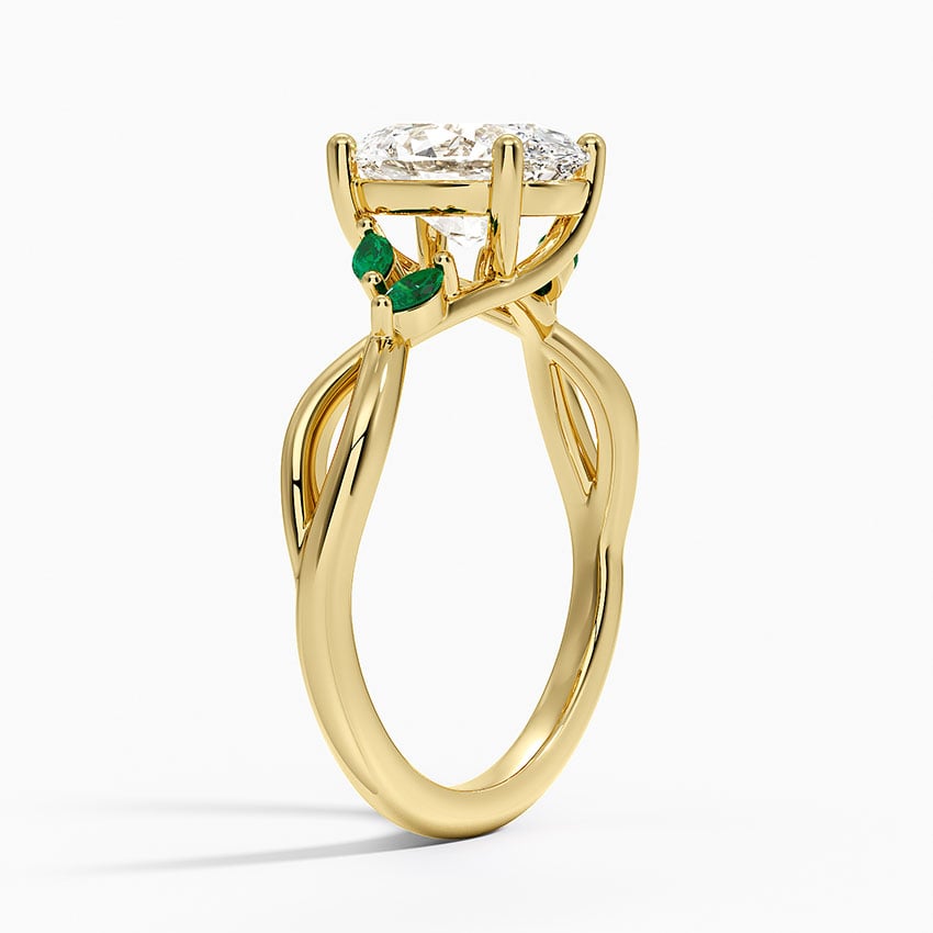Willow Ring With Lab Emerald Accents - Oval Cut Center Stone