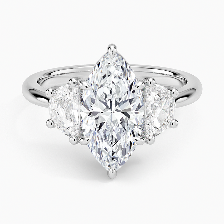 Half Moon Three Stone Diamond Ring (1/2 ct. tw.) - Marquise Center Stone