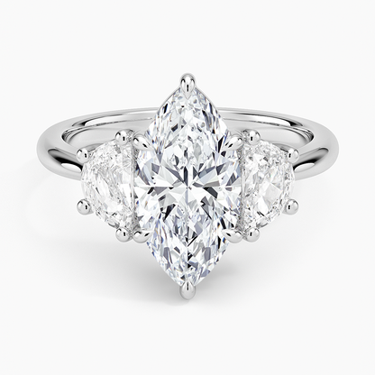 Half Moon Three Stone Diamond Ring (1/2 ct. tw.) - Marquise Center Stone