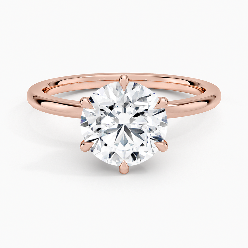 Petal Six Prong Diamond Ring - Round Center Stone