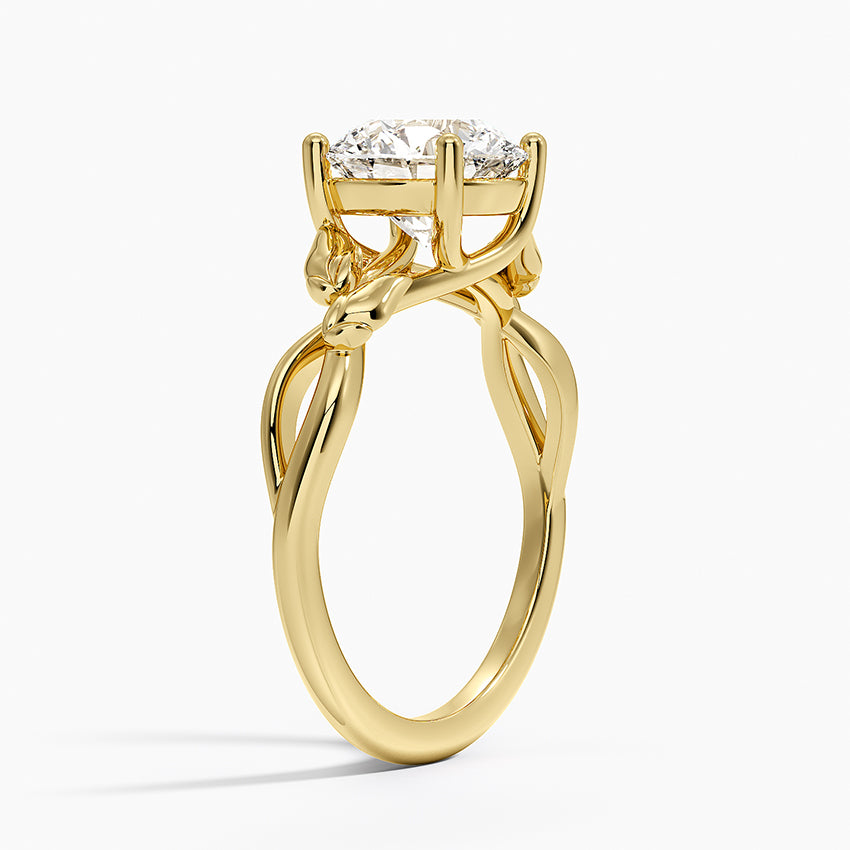 Budding Willow Solitaire Ring - Round Center Stone