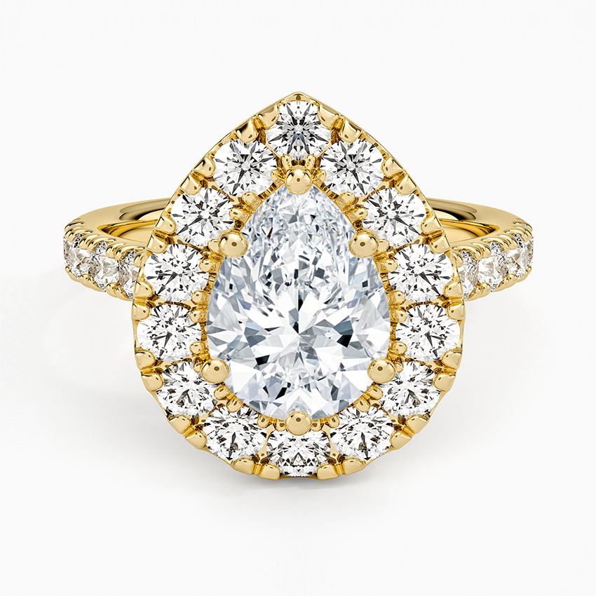 Adele Halo Diamond Ring - Pear Center Stone