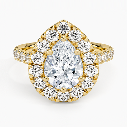 Adele Halo Diamond Ring - Pear Center Stone