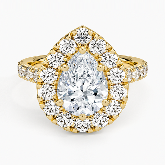 Adele Halo Diamond Ring - Pear Center Stone
