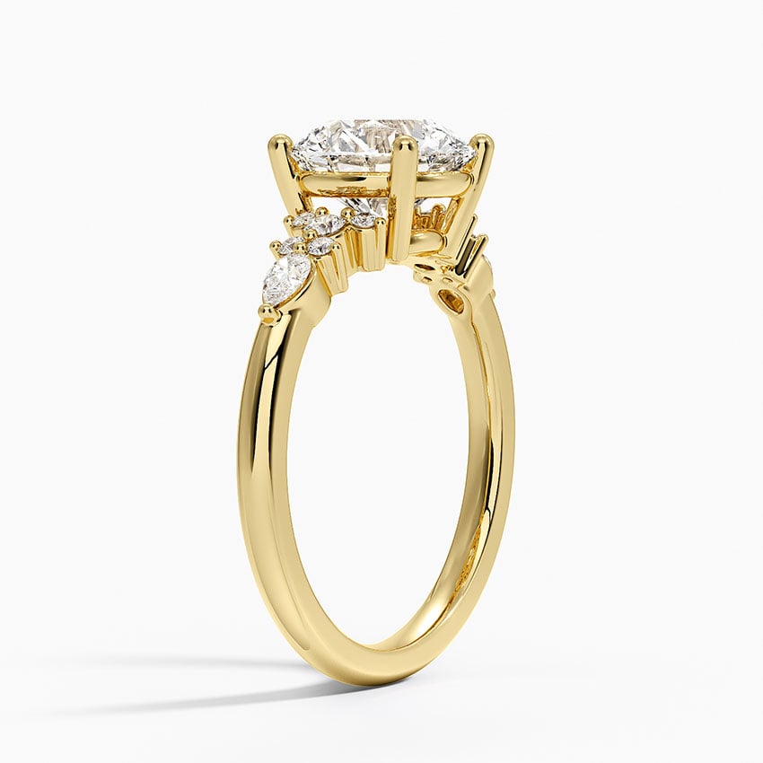 Rosette Diamond Ring - Round Center Stone