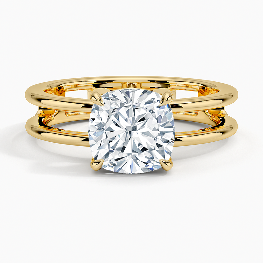 Aimee Open Double Band Solitaire Ring - Cushion Cut Center Stone