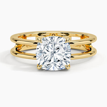 Aimee Open Double Band Solitaire Ring - Cushion Cut Center Stone