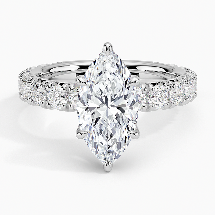 Ellora Three-Quarter Coverage Diamond Ring - Marquise Center Stone