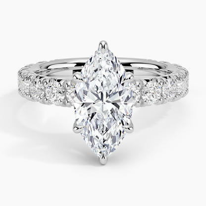 Ellora Three-Quarter Coverage Diamond Ring - Marquise Center Stone