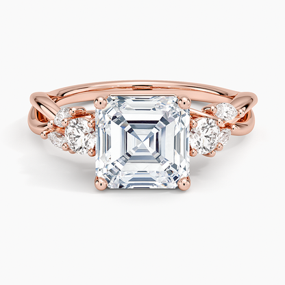 Willow Three Stone Diamond Ring (1/3 ct. tw.) - Asscher Cut Center Stone