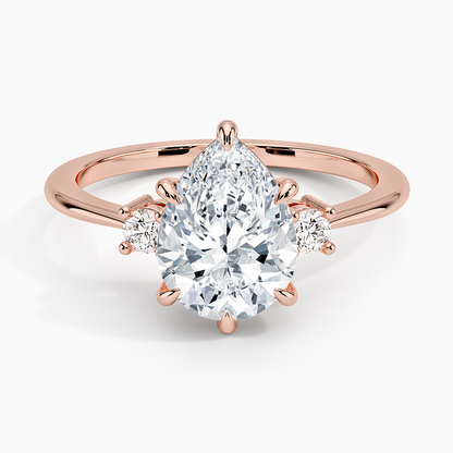Petite Selene Three Stone Diamond Ring (1/10 ct. tw.) - Pear Center Stone