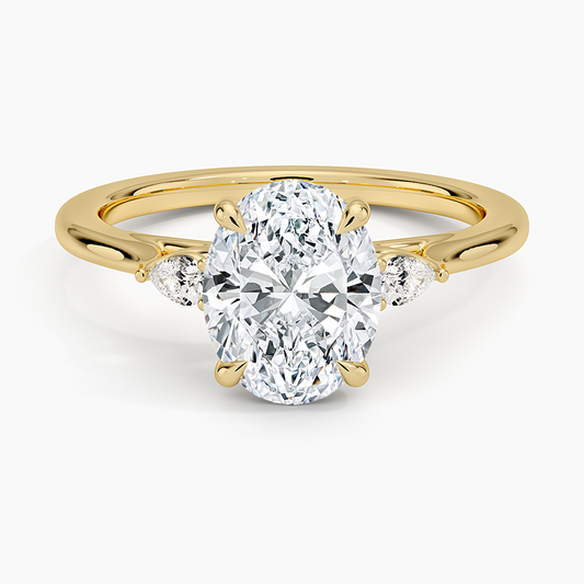 Aria Perfect Fit Three Stone Diamond Ring - Oval Center Stone