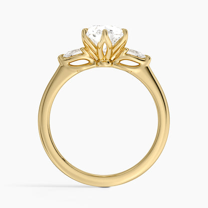 Petite Fleur Three Stone Diamond Ring - Pear Center Stone