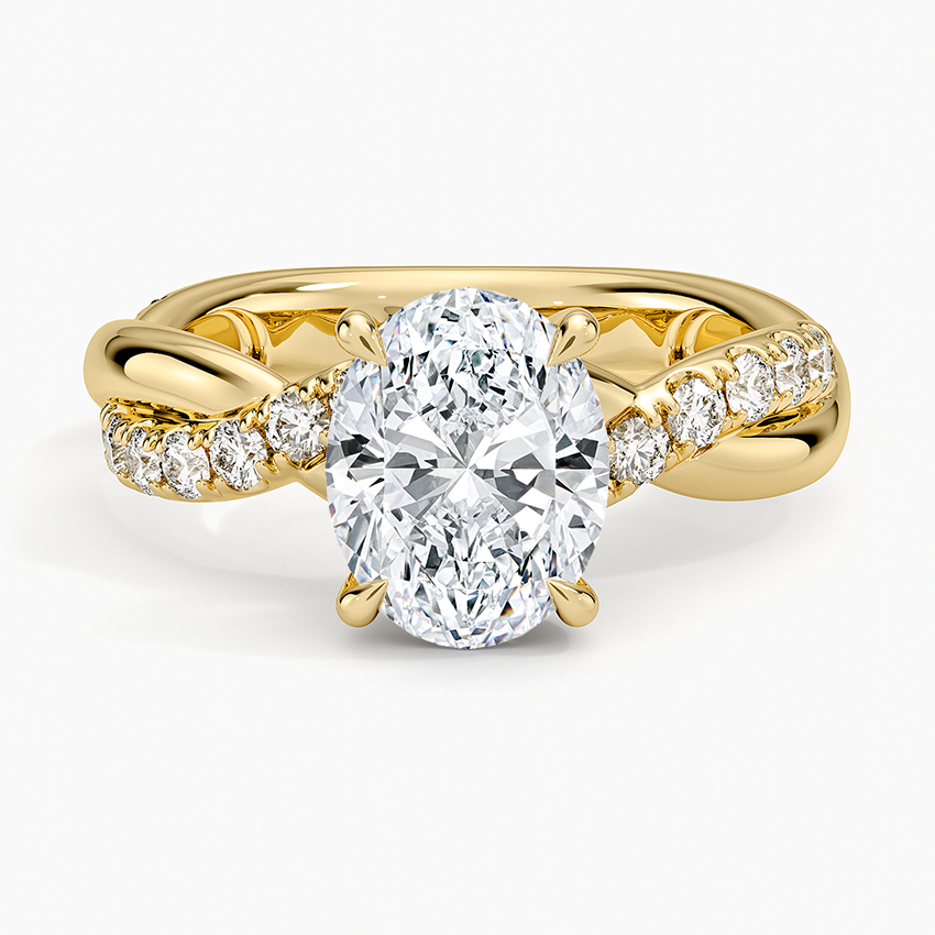 Cascade Twisted Diamond Ring - Oval Cut Center Stone