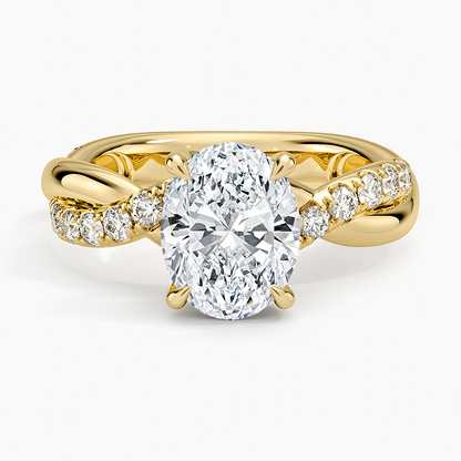 Cascade Twisted Diamond Ring - Oval Cut Center Stone
