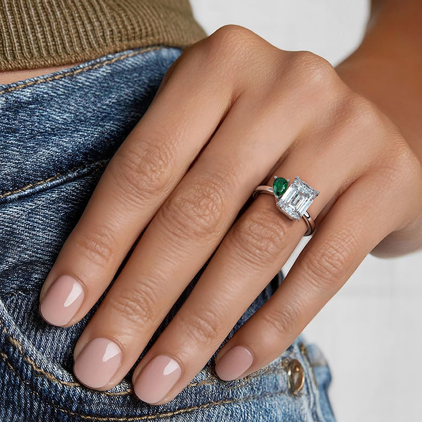Viridian Toi et Moi Diamond Ring