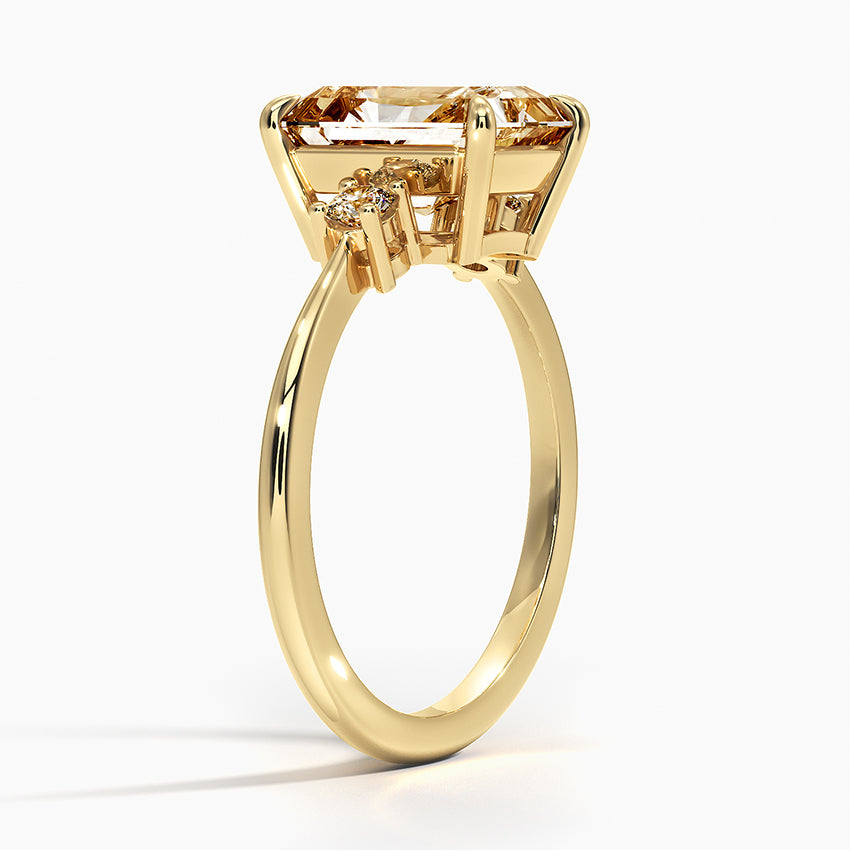 Petite Selene Three Stone Diamond Ring (1/10 ct. tw.) - Radiant Cut Center Stone