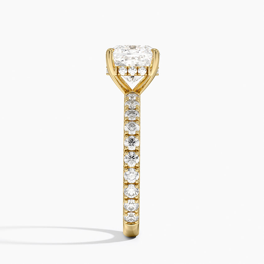 Grand Perfect Fit Three-Quarter Diamond Ring - Cushion Cut Center Stone