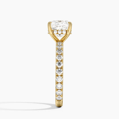 Grand Perfect Fit Three-Quarter Diamond Ring - Cushion Cut Center Stone