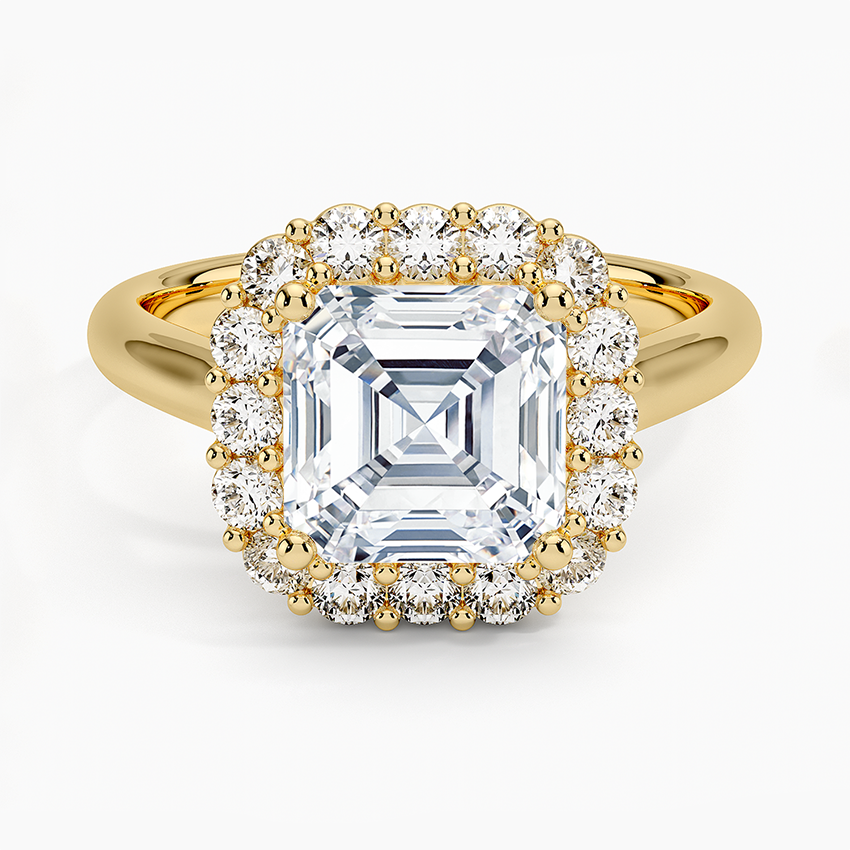 Lotus Flower Halo Diamond Ring (1/4 ct. tw.) - Asscher Cut Center Stone