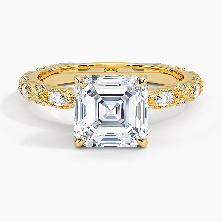 Celestia Milgrain Diamond Ring (1/4 ct. tw.) - Asscher Cut Center Stone