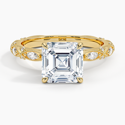 Celestia Milgrain Diamond Ring (1/4 ct. tw.) - Asscher Cut Center Stone