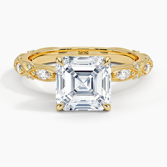 Celestia Milgrain Diamond Ring (1/4 ct. tw.) - Asscher Cut Center Stone