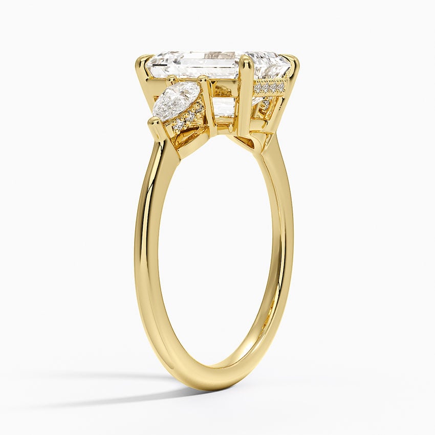 Adorned Opera Three Stone Diamond Ring (1/2 ct. tw.) - Emerald Cut Center Stone