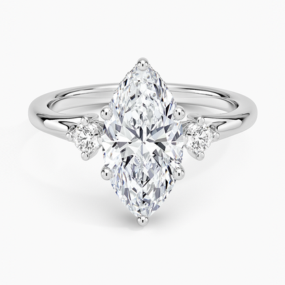 Floating Three Stone Diamond Ring - Marquise Center Stone