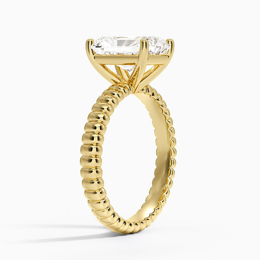 Petra Textured Solitaire Ring - Radiant Cut Center Stone