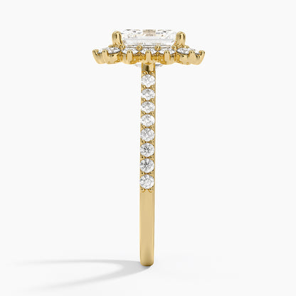 Luxe Sunburst Halo Diamond Ring (1/2 ct. tw.) - Asscher Cut Center Stone