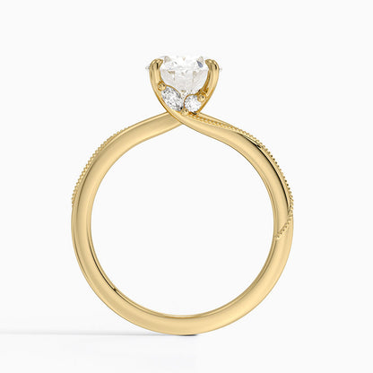 Adorned Camellia Milgrain Diamond Ring - Oval Cut Center Stone