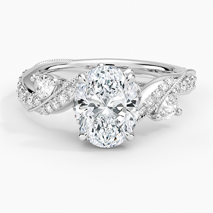 Grand Camellia Diamond Ring - Oval Center Stone