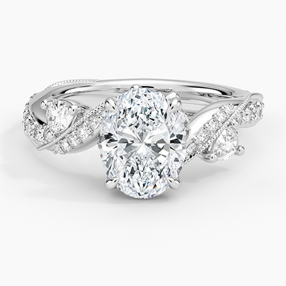 Grand Camellia Diamond Ring - Oval Center Stone