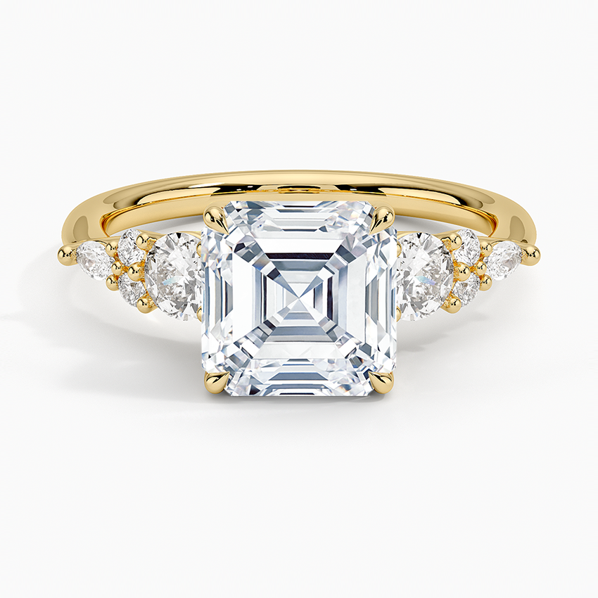 Nadia Three Stone Diamond Ring - Asscher Cut Center Stone