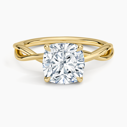 Alya Twist Solitaire Ring - Cushion Cut Center Stone