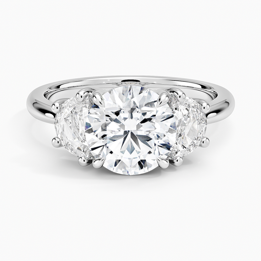 Half Moon Three Stone Diamond Ring (1/2 ct. tw.) - Round Center Stone