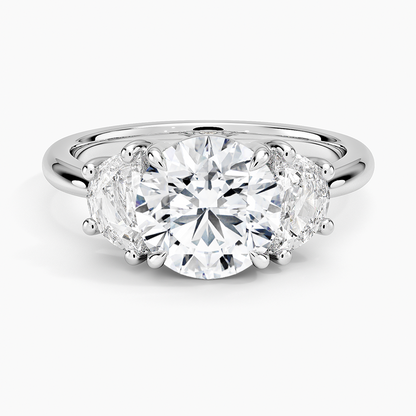 Half Moon Three Stone Diamond Ring (1/2 ct. tw.) - Round Center Stone