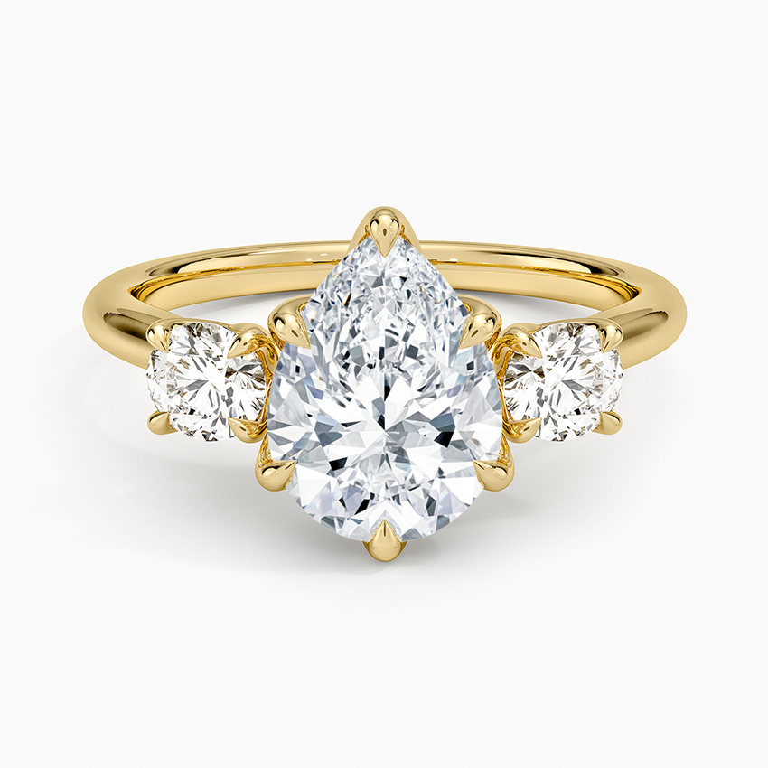 Elodie Perfect Fit Three Stone Diamond Ring (1/2 ct. tw.) - Pear Center Stone