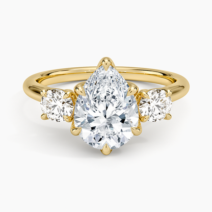 Elodie Perfect Fit Three Stone Diamond Ring (1/2 ct. tw.) - Pear Center Stone