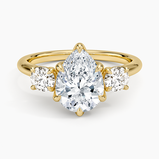 Elodie Perfect Fit Three Stone Diamond Ring (1/2 ct. tw.) - Pear Center Stone