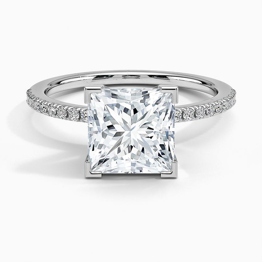 Ballad Half Coverage Diamond Ring (1/8 ct. tw.) - Princess Cut Center Stone